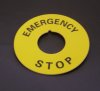 Табличка маркировочная EMERGENCY STOP желтая круглая